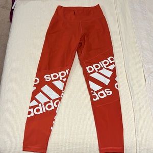 7/8 length Adidas orange/red leggings size S in perfect condition.